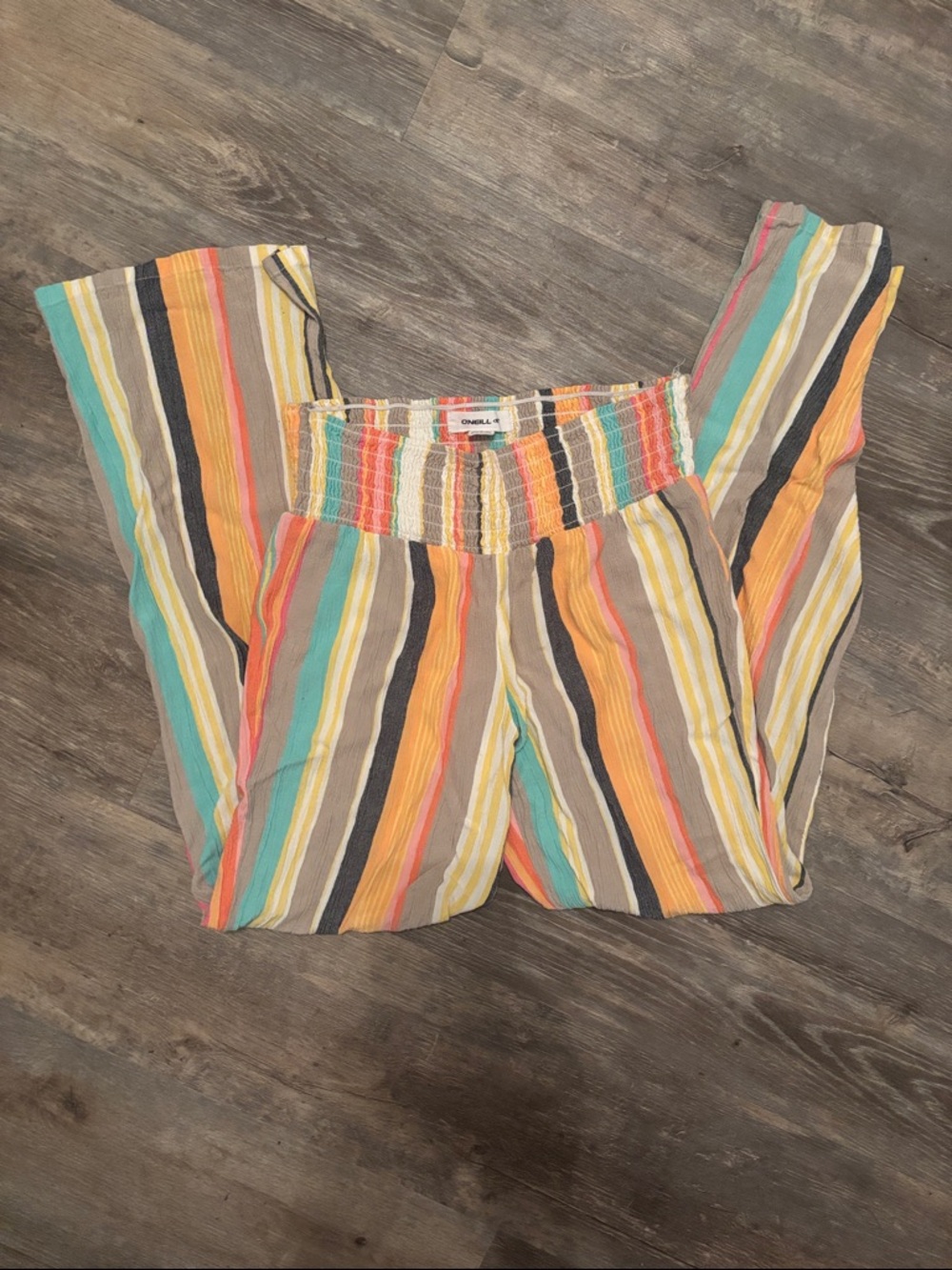 Striped Elastic Waist Summer Pants - Multicolor